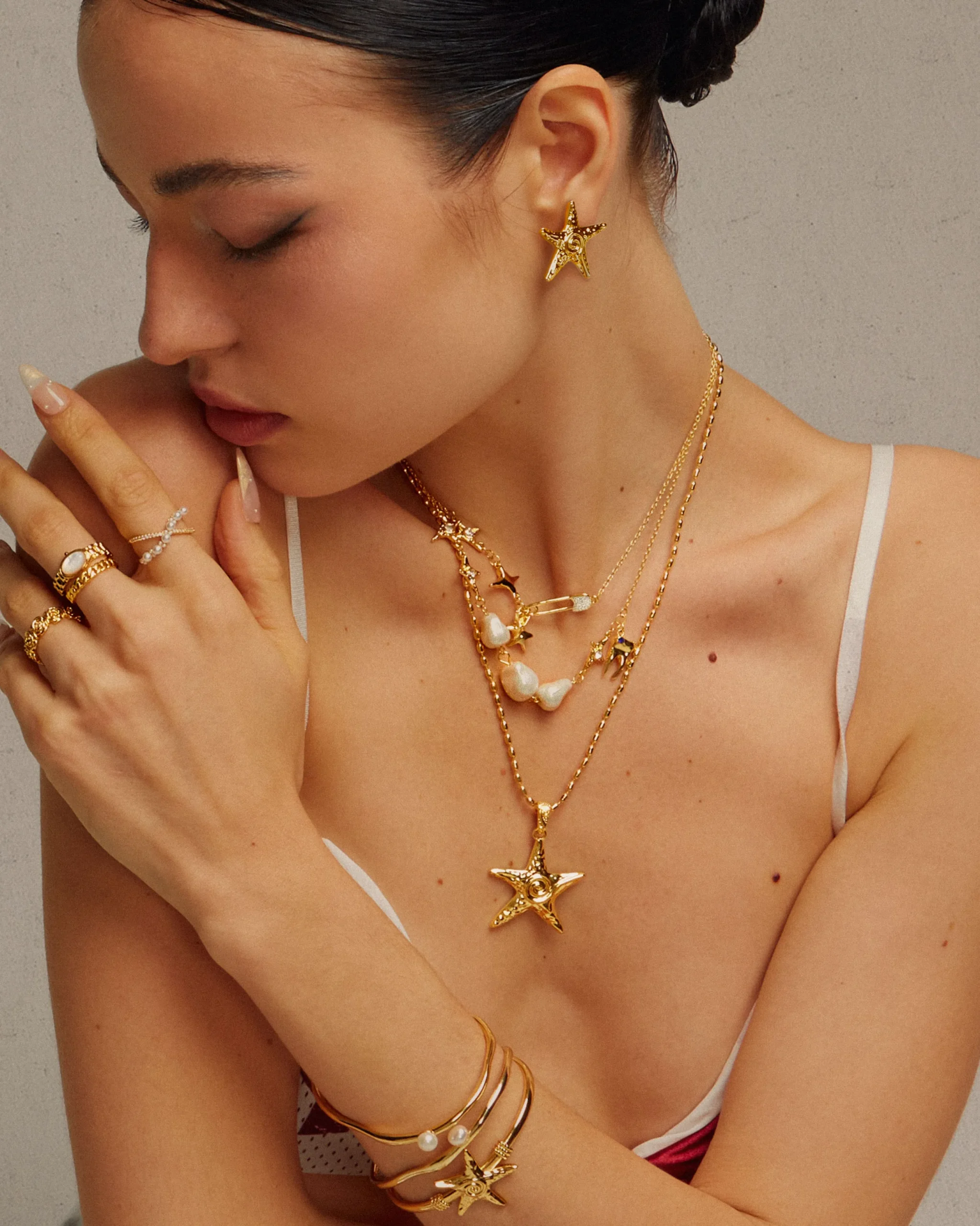 Ensemble Collier et Boucles D'oreilles étoile de mer