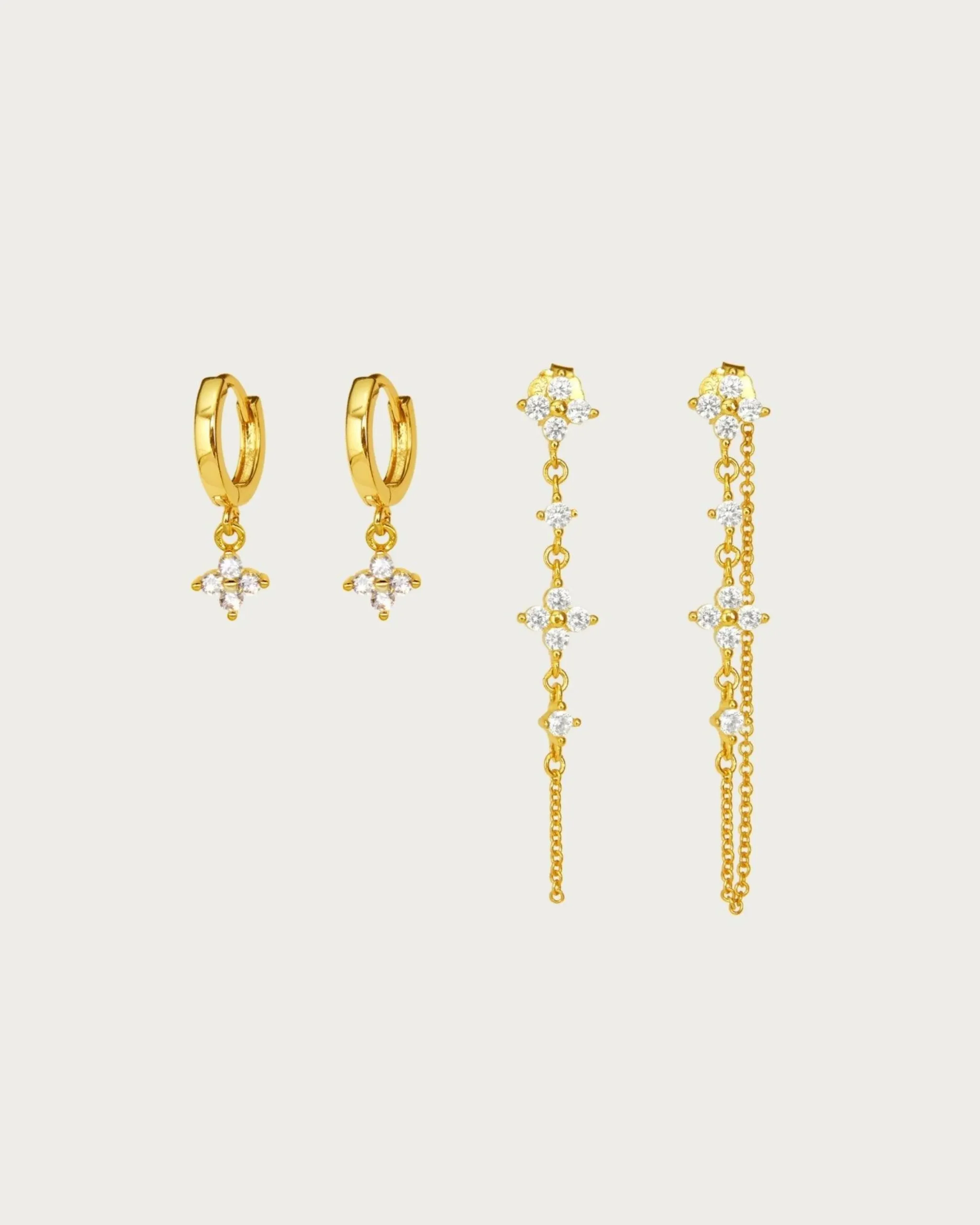 Ensemble de Boucles d'Oreilles Trèfle Porte-Bonheur En Argent
