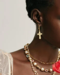 Everette Boucles d'Oreilles Croix En Or