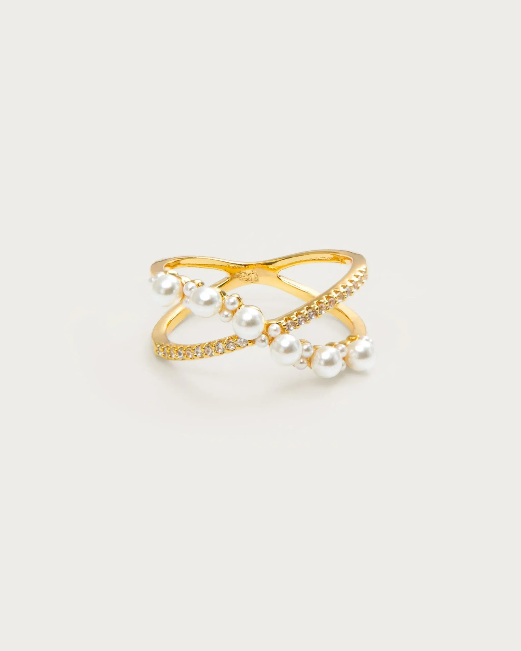 Infinity Bague Perle Croisée