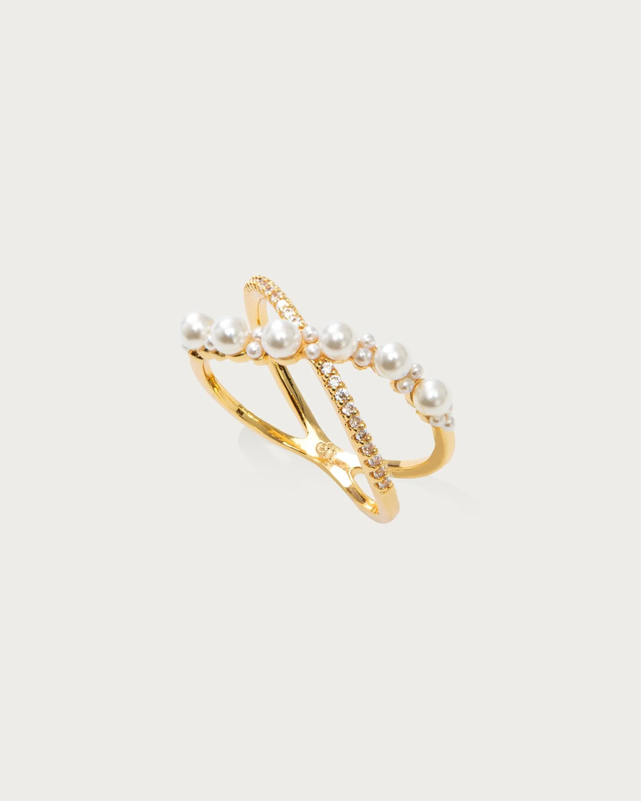 Infinity Bague Perle Croisée