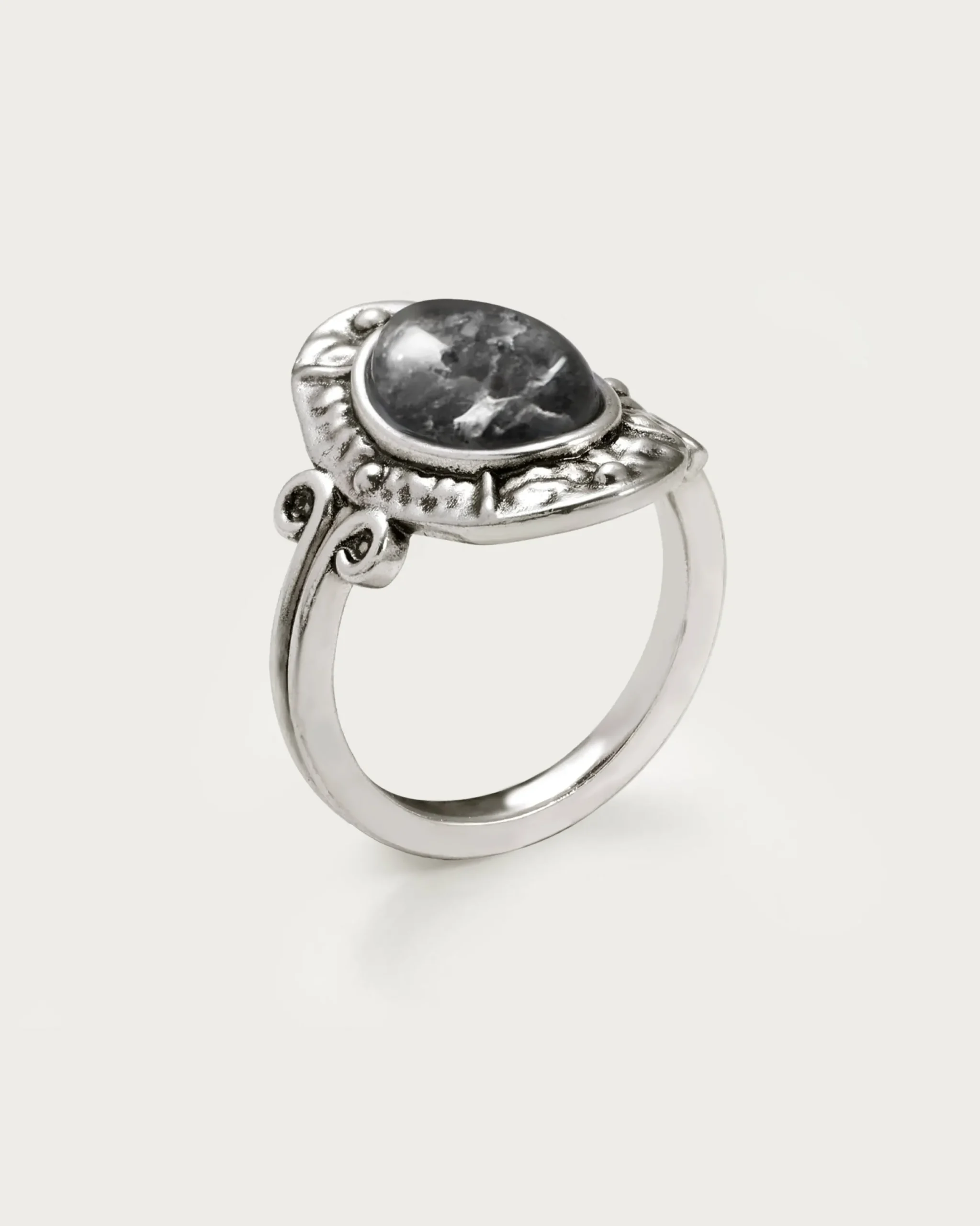 Lunar Bague En Agate Mousse Voile