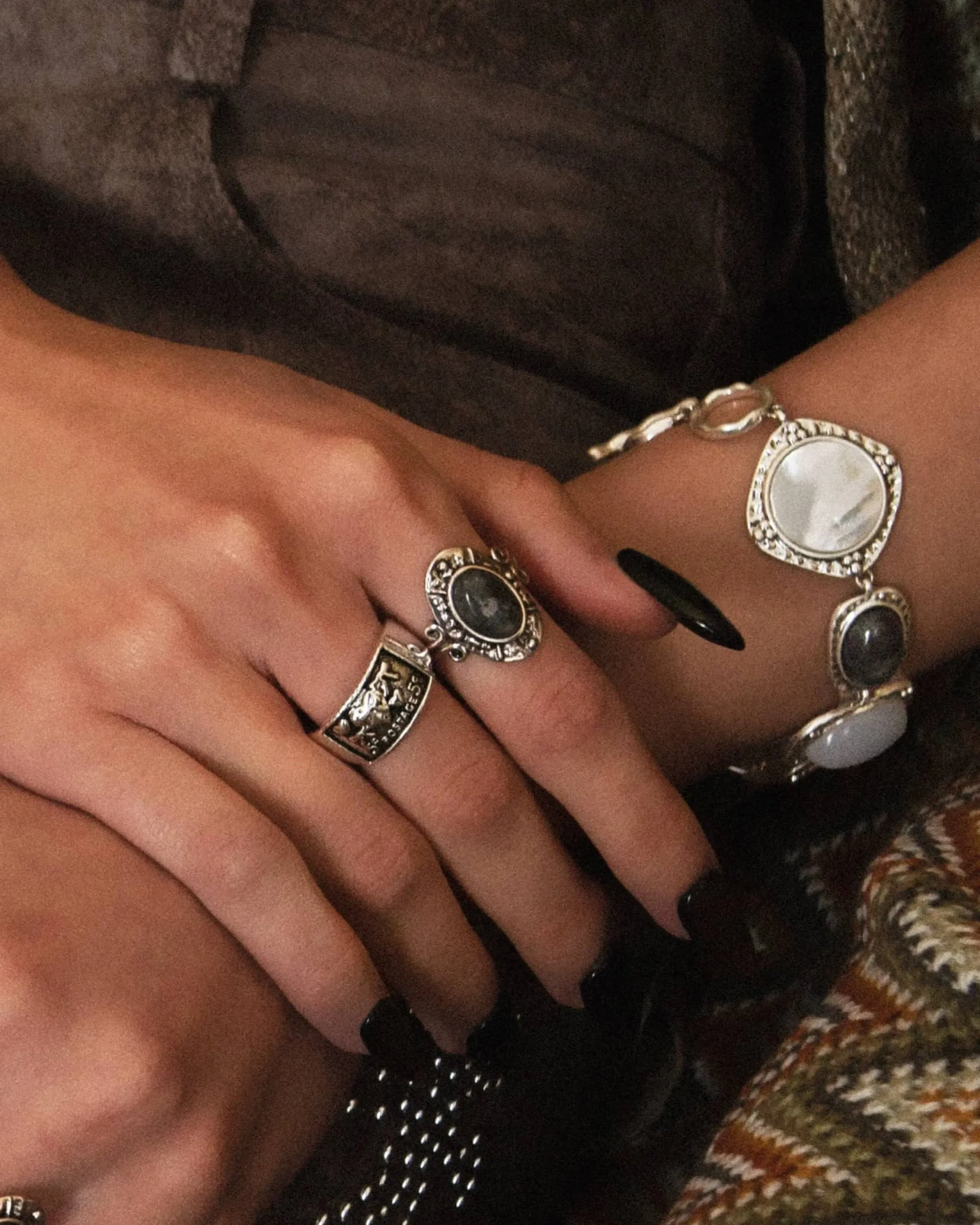 Lunar Bague En Agate Mousse Voile
